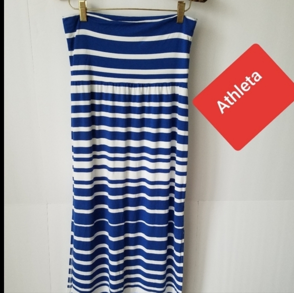 Athleta Women's Maxi skirt blue/white striped Sz.S - Picture 8 of 10